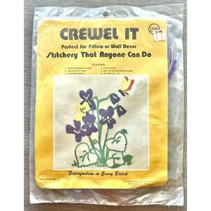 Vintage Crewel Embroidery Art Kit Floral Butterfly New